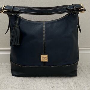 Dooney & Bourke Sophie Hobo Leather Bag Purse color block navy and black